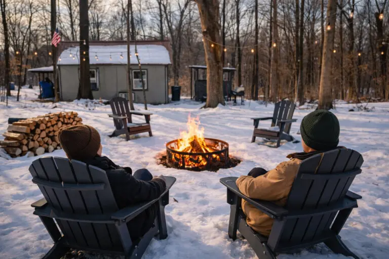 Cozy winter evening by the fire